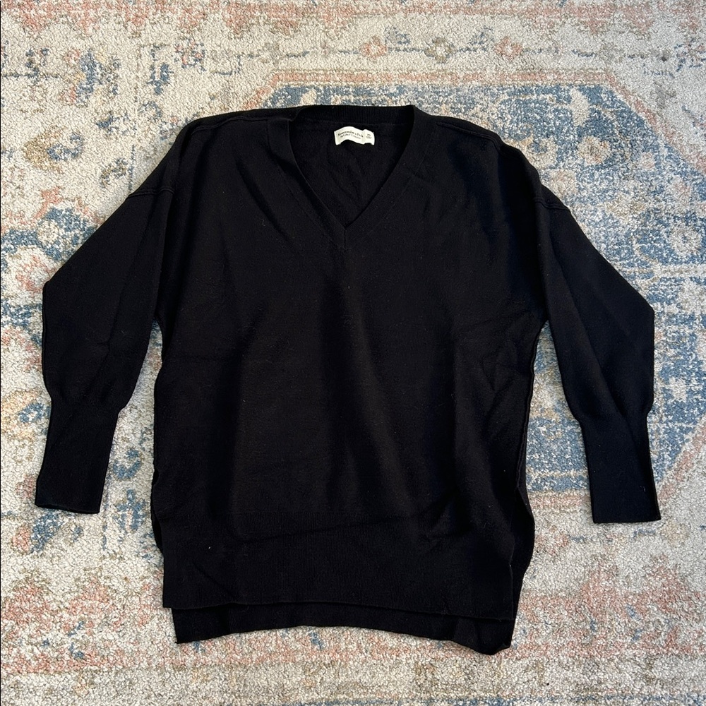 Abercrombie and fitch Black V-Neck Sweater